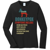 Funny Conservative Republican Anti Biden Donkeypox  Ladies Long Sleeve Shirt