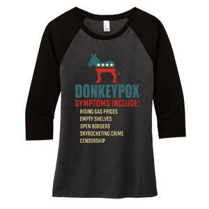 Funny Conservative Republican Anti Biden Donkeypox  Women's Tri-Blend 3/4-Sleeve Raglan Shirt