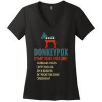 Funny Conservative Republican Anti Biden Donkeypox  Women's V-Neck T-Shirt