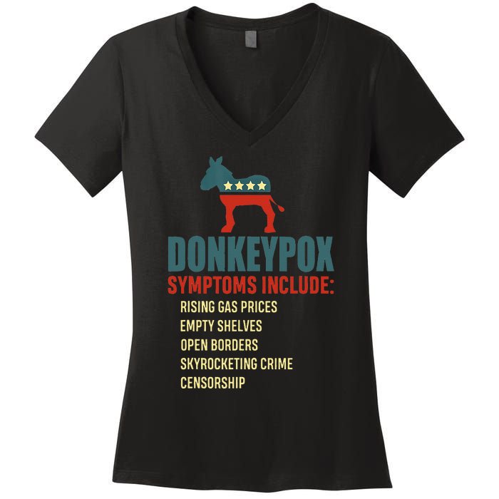 Funny Conservative Republican Anti Biden Donkeypox  Women's V-Neck T-Shirt