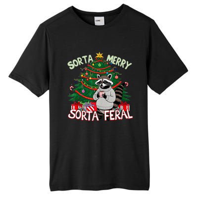 Funny Christmas Raccoon Sorta Merry Sorta Santa Feral Xmas Tall Fusion ChromaSoft Performance T-Shirt