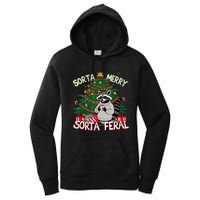 Funny Christmas Raccoon Sorta Merry Sorta Santa Feral Xmas Women's Pullover Hoodie