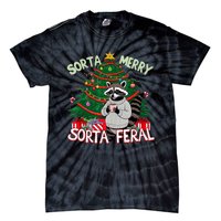 Funny Christmas Raccoon Sorta Merry Sorta Santa Feral Xmas Tie-Dye T-Shirt