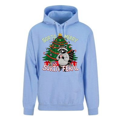 Funny Christmas Raccoon Sorta Merry Sorta Santa Feral Xmas Unisex Surf Hoodie