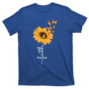 Faith Christ Religious Sunflower Butterfly Art Gift T-Shirt