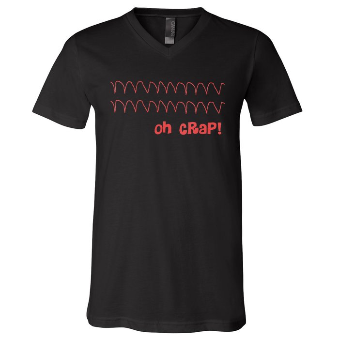 Funny Cardiac Rhythm Oh Crap Nurse V-Neck T-Shirt