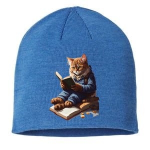 Funny Cats Reading A Book Graphic Cat Kitten Lovers Sustainable Beanie