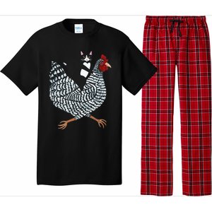 Funny Cat Riding Chicken Tuxedo Cat On A Chicken Lover Pajama Set