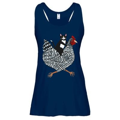 Funny Cat Riding Chicken Tuxedo Cat On A Chicken Lover Ladies Essential Flowy Tank