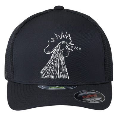 Funny Chicken Rooster Saying Fuck Flexfit Unipanel Trucker Cap