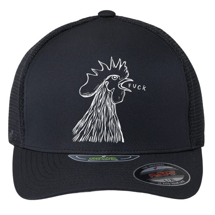 Funny Chicken Rooster Saying Fuck Flexfit Unipanel Trucker Cap