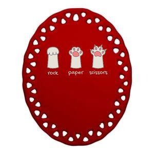 Funny Cat Rock Paper Scissors Cute Cat Paws Ceramic Oval Ornament