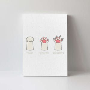 Funny Cat Rock Paper Scissors Cute Cat Paws Canvas