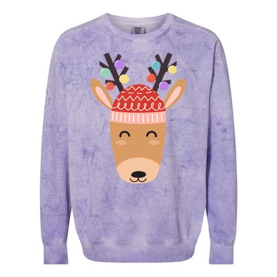 Festive Christmas Reindeer Colorblast Crewneck Sweatshirt