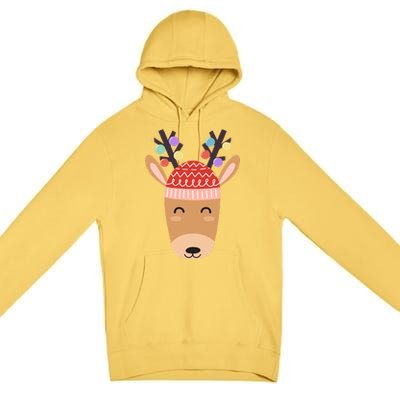 Festive Christmas Reindeer Premium Pullover Hoodie