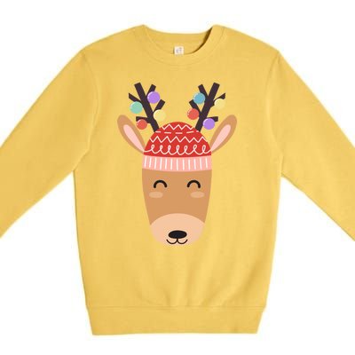 Festive Christmas Reindeer Premium Crewneck Sweatshirt