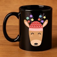 Festive Christmas Reindeer 11oz C Handle Ceramic Mug
