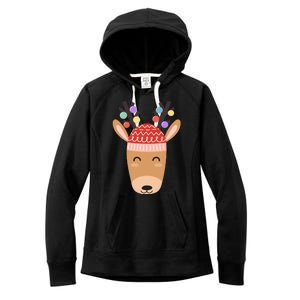 Festive Christmas Reindeer Women's Fleece Hoodie