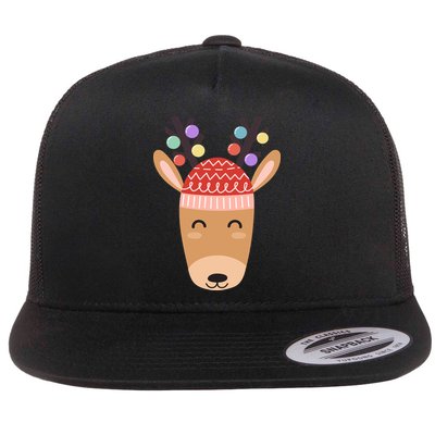 Festive Christmas Reindeer Flatbill Hat