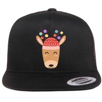 Festive Christmas Reindeer Flatbill Hat