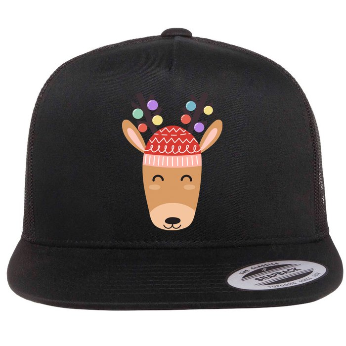 Festive Christmas Reindeer Flatbill Hat