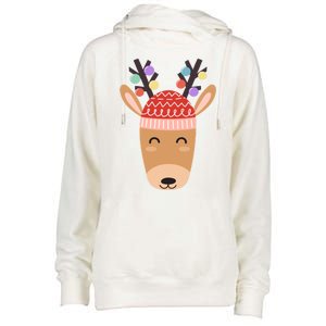 Festive Christmas Reindeer Womens Funnel Neck Pullover Hood