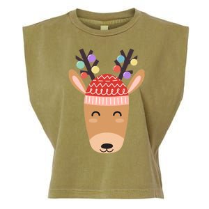 Festive Christmas Reindeer Garment-Dyed Women's Muscle Tee