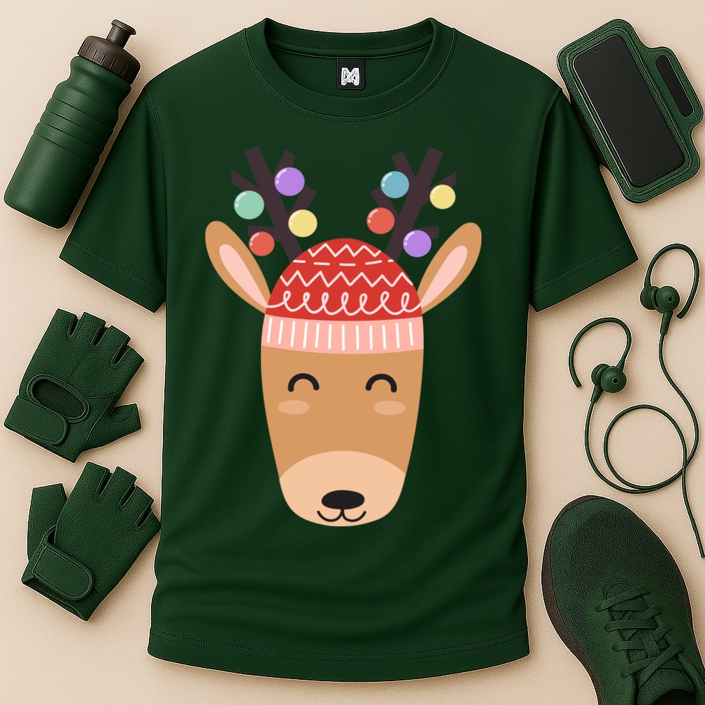 Festive Christmas Reindeer Cooling Performance Crew T-Shirt