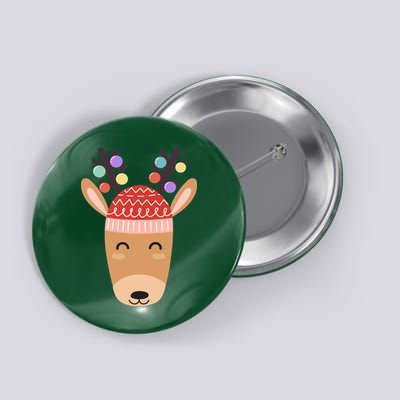 Festive Christmas Reindeer Button