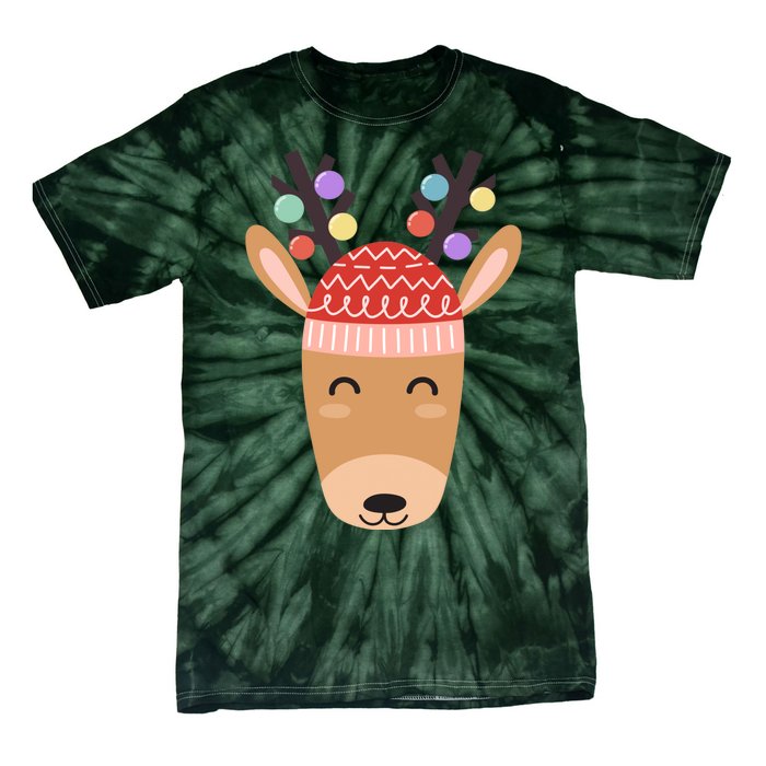 Festive Christmas Reindeer Tie-Dye T-Shirt