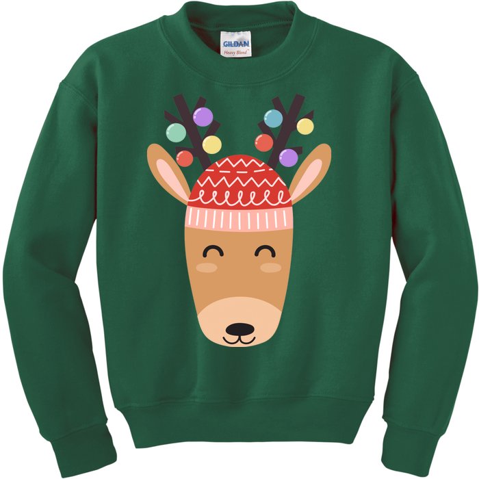 Festive Christmas Reindeer Kids Sweatshirt