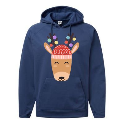 Festive Christmas Reindeer Performance Fleece Hoodie