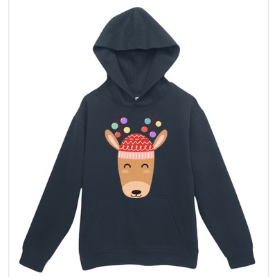 Festive Christmas Reindeer Urban Pullover Hoodie