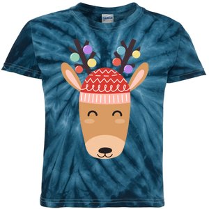 Festive Christmas Reindeer Kids Tie-Dye T-Shirt