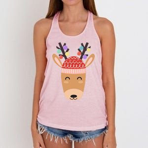 Festive Christmas Reindeer Women's Knotted Racerback Tank