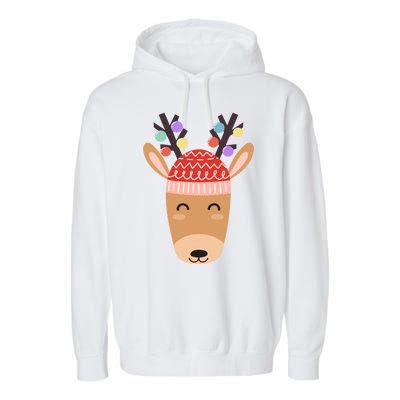 Festive Christmas Reindeer Garment-Dyed Fleece Hoodie