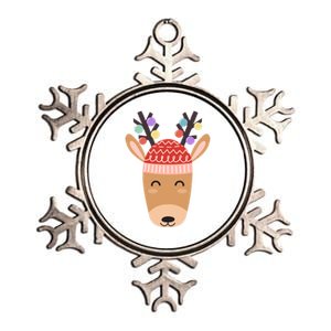 Festive Christmas Reindeer Metallic Star Ornament