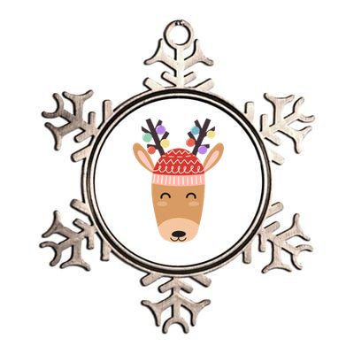 Festive Christmas Reindeer Metallic Star Ornament