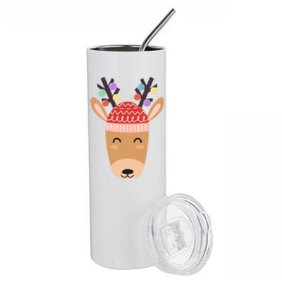 Festive Christmas Reindeer Stainless Steel Tumbler