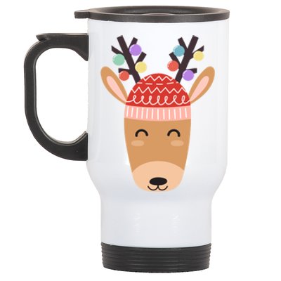 Festive Christmas Reindeer Stainless Steel Travel Mug