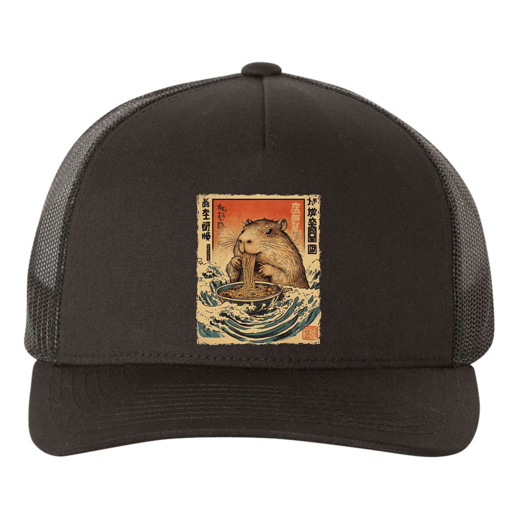 Funny Capybara Ramen Noodle Japanese Anime Manga Kawaii Yupoong Adult 5-Panel Trucker Hat
