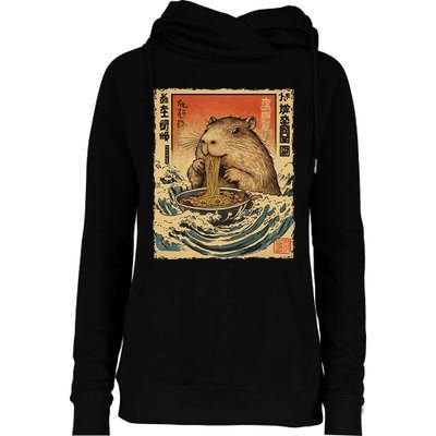Funny Capybara Ramen Noodle Japanese Anime Manga Kawaii Womens Funnel Neck Pullover Hood