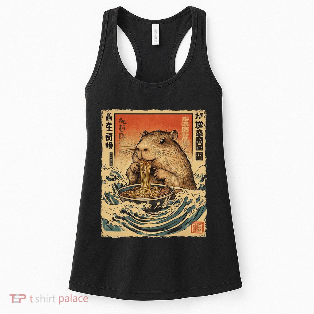 Funny Capybara Ramen Noodle Japanese Anime Manga Kawaii Womens Tank Top