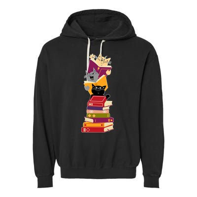 Funny Cats Reading Books Reading Book Lover Garment-Dyed Fleece Hoodie