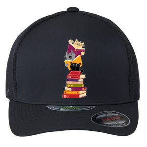 Funny Cats Reading Books Reading Book Lover Flexfit Unipanel Trucker Cap