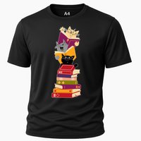 Funny Cats Reading Books Reading Book Lover Performance Shirt
