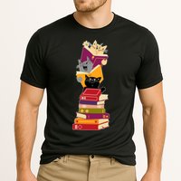 Funny Cats Reading Books Reading Book Lover Performance Shirt
