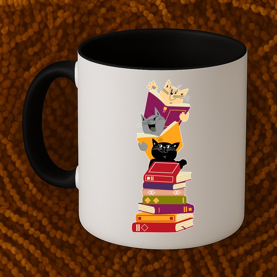 Funny Cats Reading Books Reading Book Lover Mug