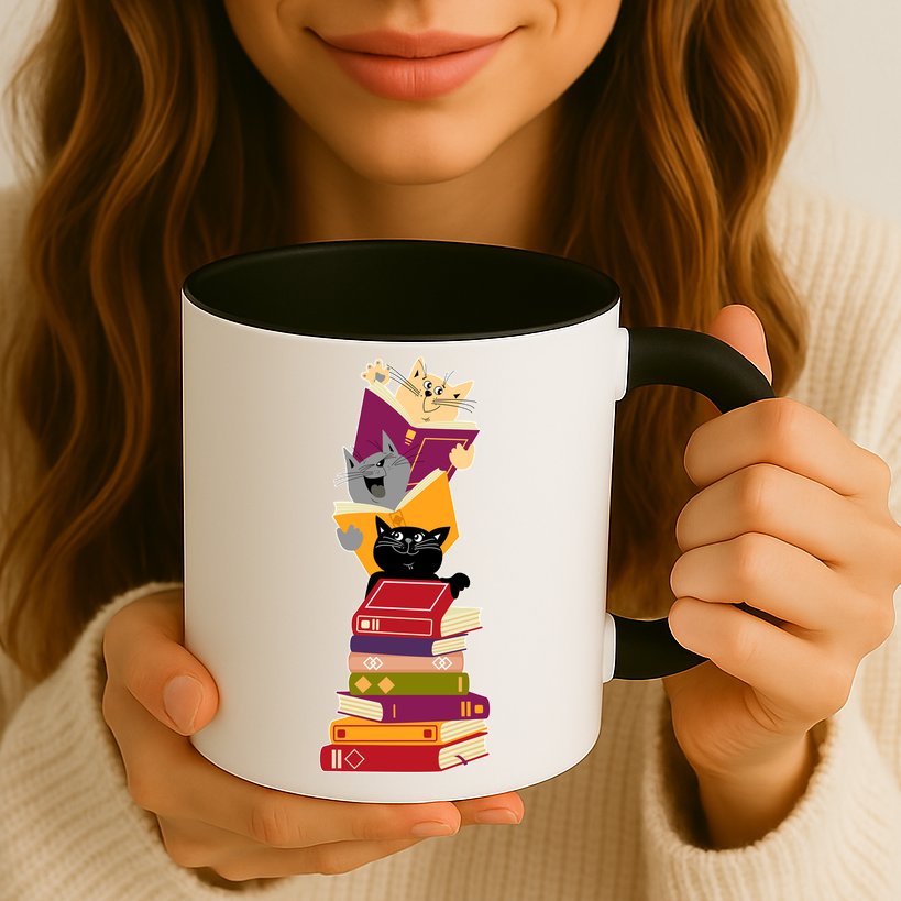 Funny Cats Reading Books Reading Book Lover Mug