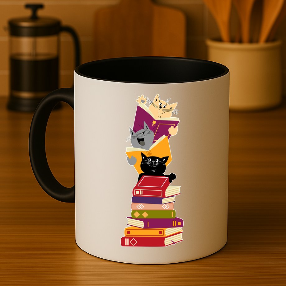 Funny Cats Reading Books Reading Book Lover Mug